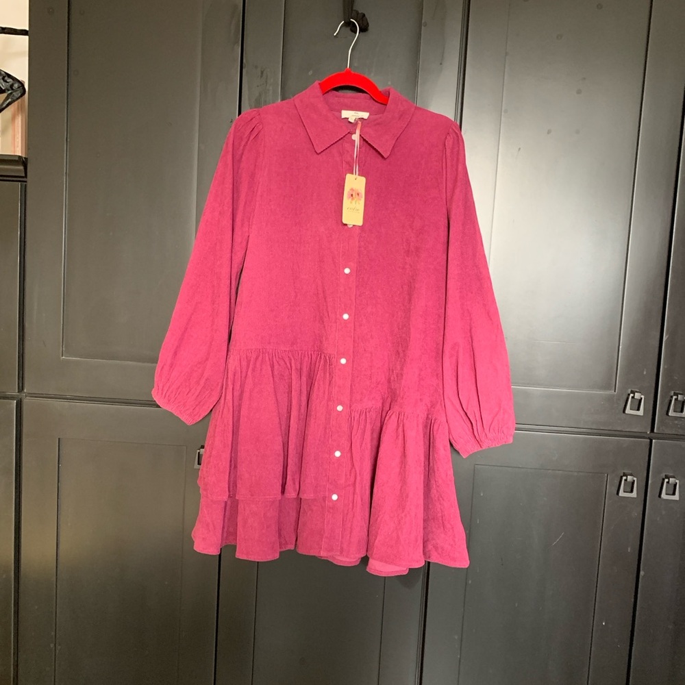Pink Button-Up Dress Size M